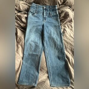 Tibi Double Waisted Sam Jean in Classic Blue Wash